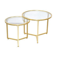 BEISTELLTISCHSET rund Goldfarben  - Goldfarben, Design, Glas/Metall (50/50/41cm) - MID.YOU