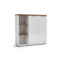 VISOKA KOMODA, bela, barve hrasta  - črna/barve hrasta, Design, kovina/umetna masa (120,3/115/34cm) - Voleo