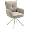 ARMLEHNSTUHL  Sitzfläche 180° drehbar, automatische Rückholfunktion Feincord  - Taupe/Creme, Design, Textil/Metall (61/95/67cm) - Novel