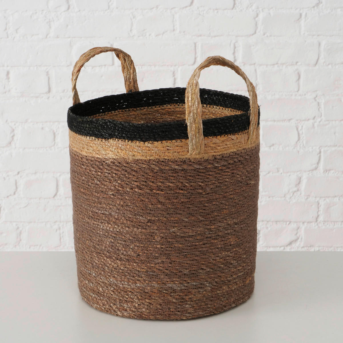 DEKORAČNÝ KÔŠ sivá, prírodná farba, čierna - čierna/sivá, Basics, prírodné materiály (29/35cm)