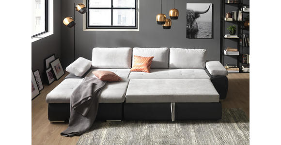 WOHNLANDSCHAFT in Textil Hellgrau, Dunkelgrau - Dunkelgrau/Hellgrau, Design, Kunststoff/Textil (175/271cm) - Xora
