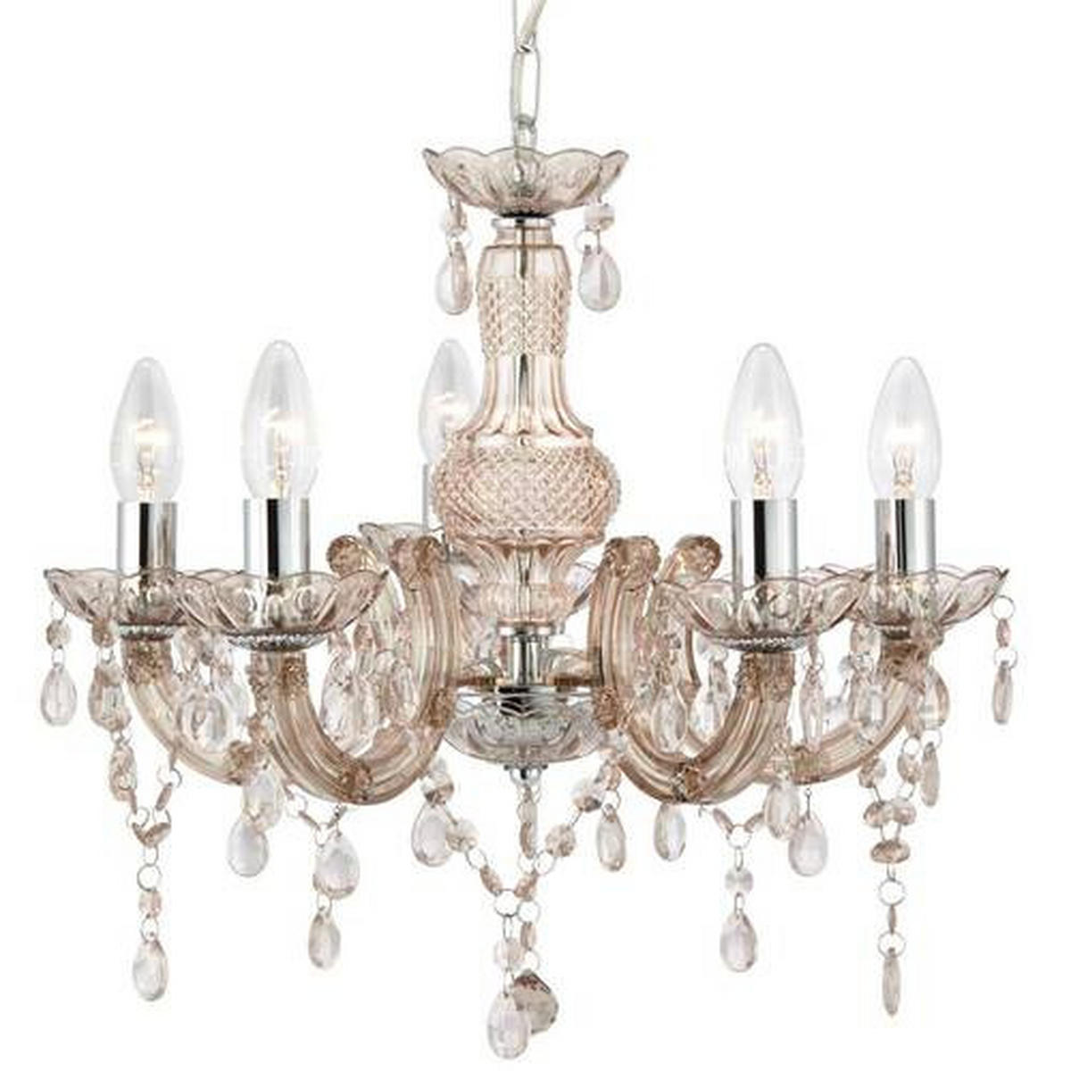 KRISTALL-HÄNGELEUCHTE 48/120 cm   - Rotbraun, KONVENTIONELL, Glas/Kunststoff (48/120cm) - Searchlight