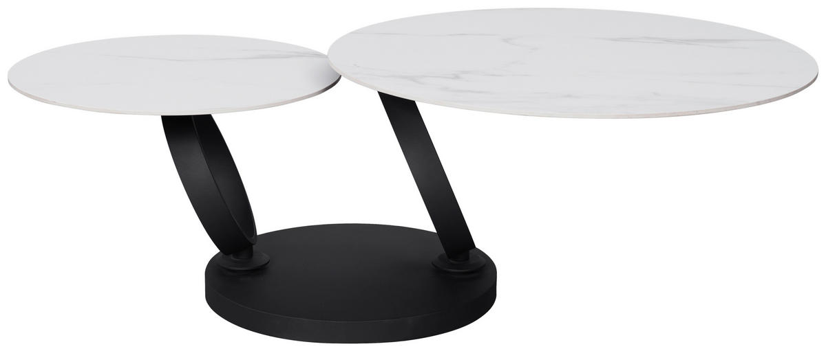 KONFERENČNÝ STOLÍK, čierna, biela, kov, keramika, 80-133,5/80/43 cm - čierna/biela, Design, kov/keramika (80-133,5/80/43cm) - Dieter Knoll