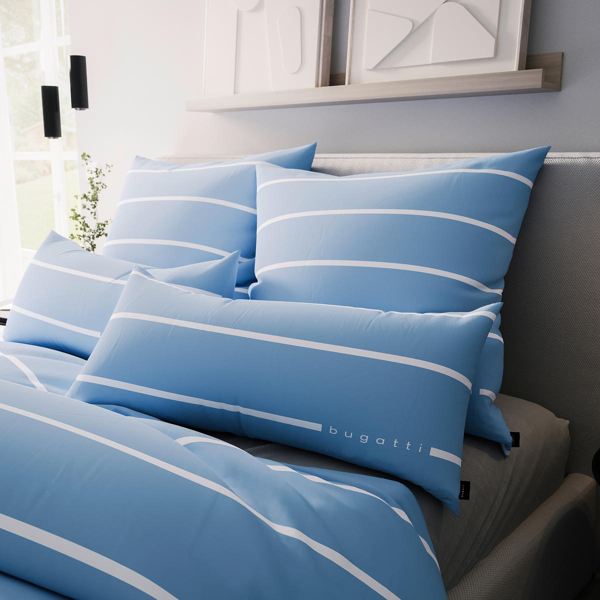 LIZENZBETTWÄSCHE Satin 135/200 cm  - Blau, Basics, Textil (135/200cm) - Bugatti
