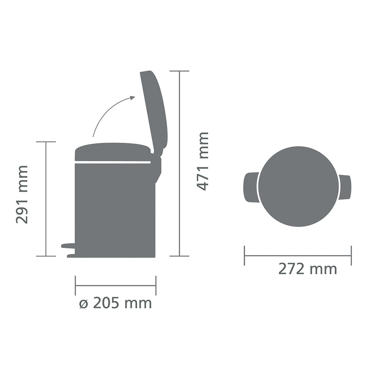 KOŠ ZA SMETI - zlate barve, Basics, kovina/umetna masa (20.5/29.1/27.2cm) - Brabantia