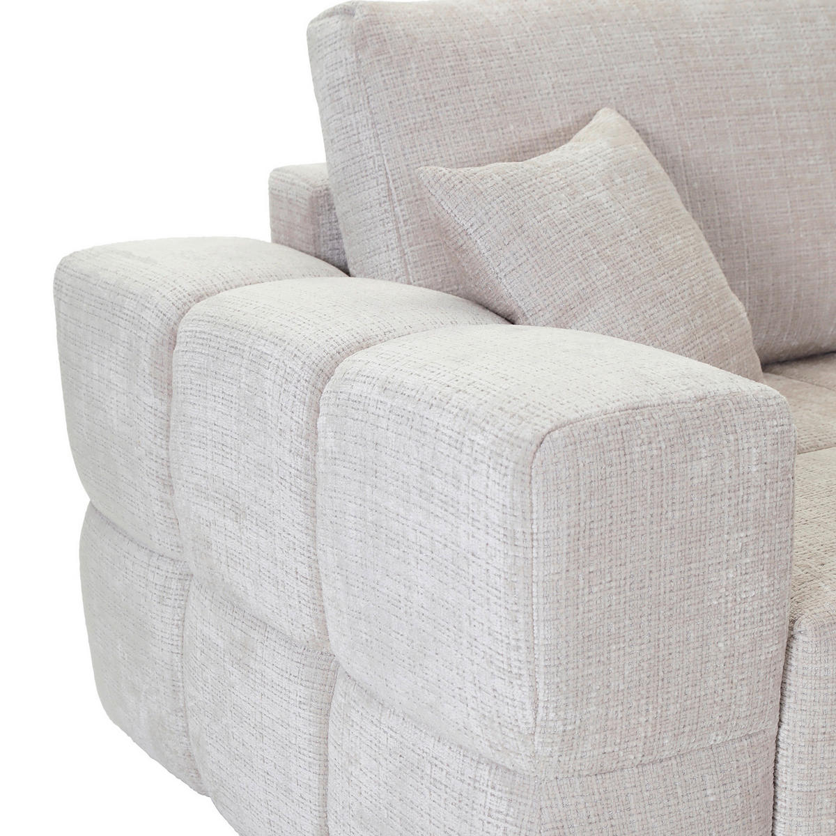 ECKSOFA in Chenille Creme  - Creme/Schwarz, KONVENTIONELL, Kunststoff/Textil (283/180cm) - Carryhome