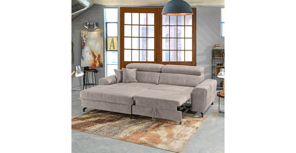 ECKSOFA in Velours Beige  - Beige/Schwarz, Design, Textil/Metall (181/267cm) - Carryhome