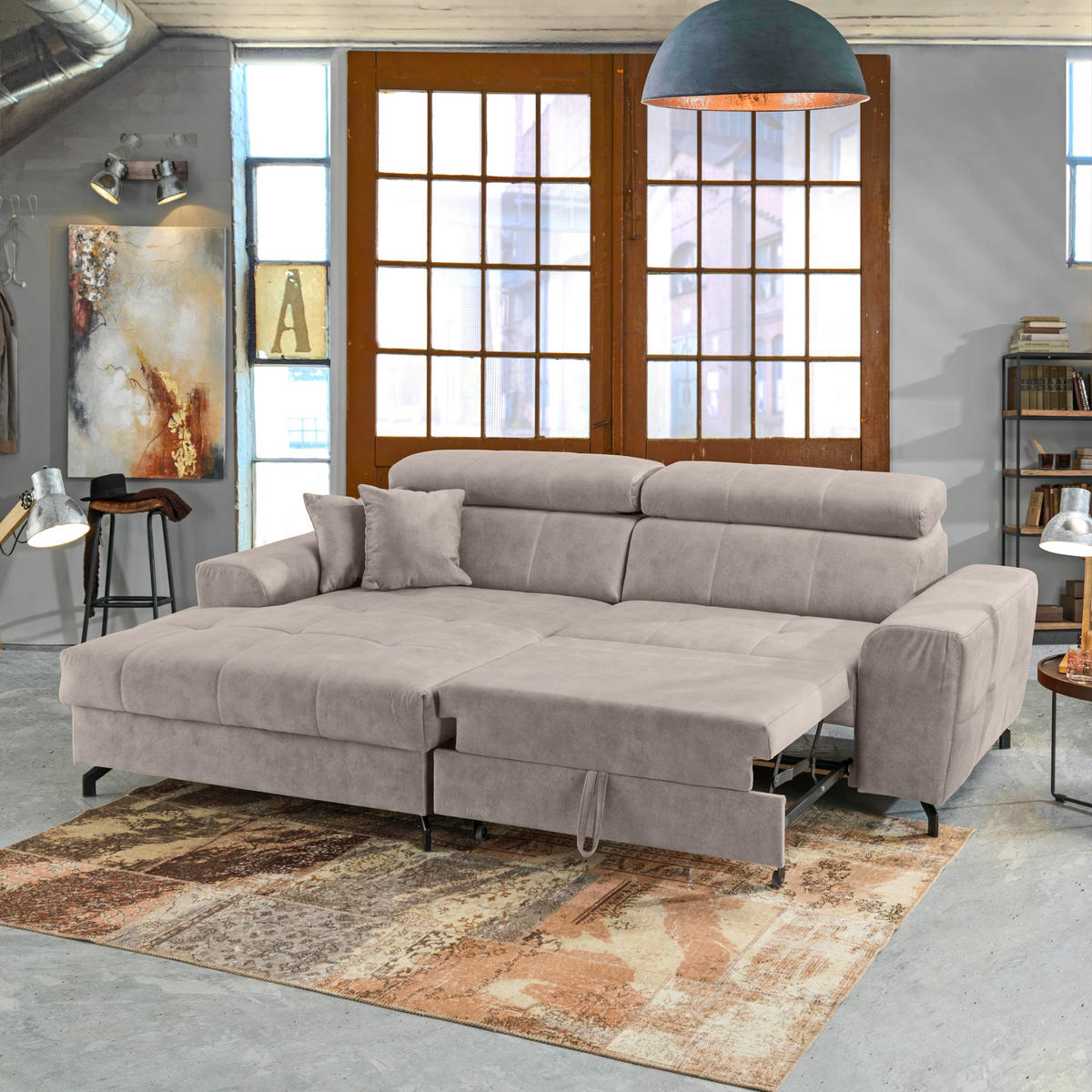 SAROKKANAPÉ textil bézs  - bézs/fekete, Design, textil/fém (181/267cm) - Carryhome