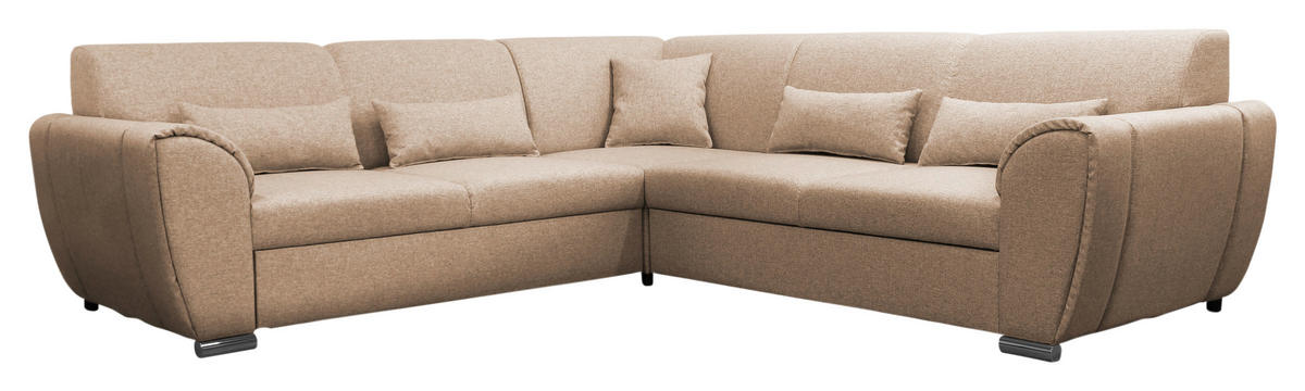 ECKSOFA  in Flachgewebe Beige  266/266 cm  - Beige/Silberfarben, Design, Kunststoff/Textil (266/266cm) - Livetastic