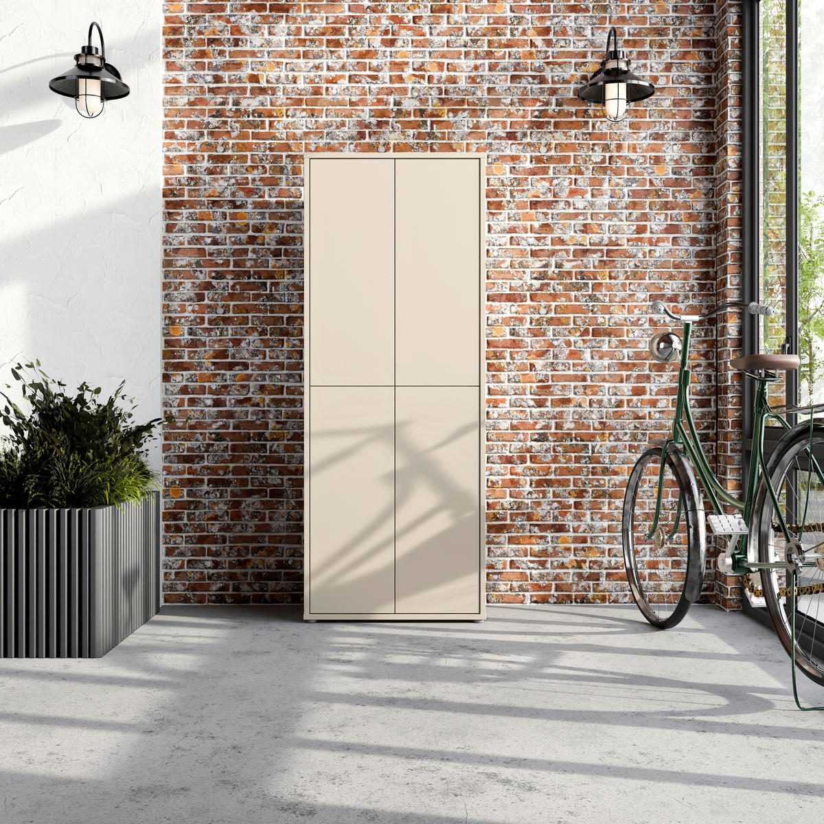 OMARA ZA ČEVLJE peščene barve - peščene barve, Moderno, umetna masa/leseni material (74,5/191,9/34,9cm) - Carryhome