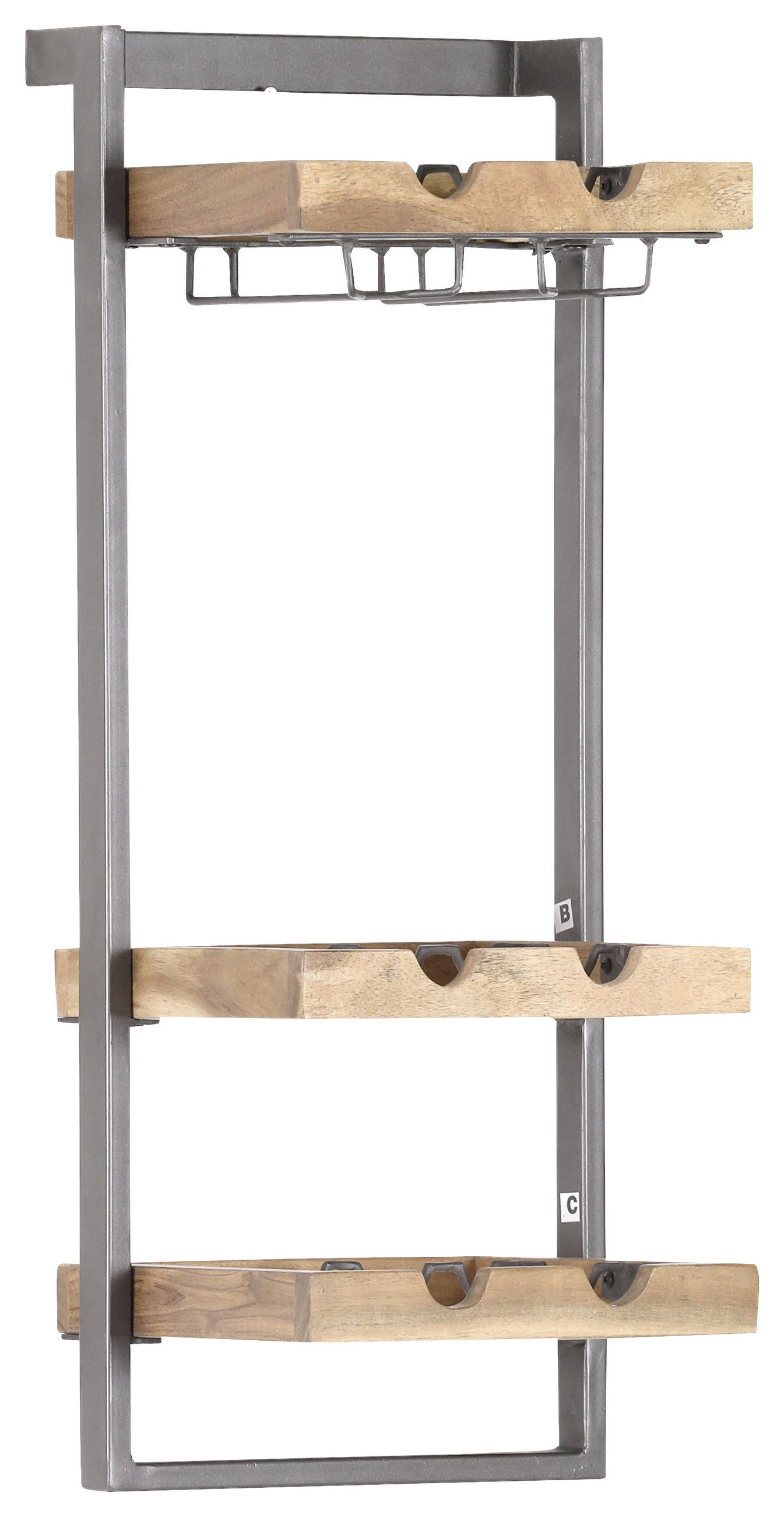 WANDREGAL Akazie massiv Naturfarben - Naturfarben, Natur, Holz/Metall (30/75/25cm) - Lomoco