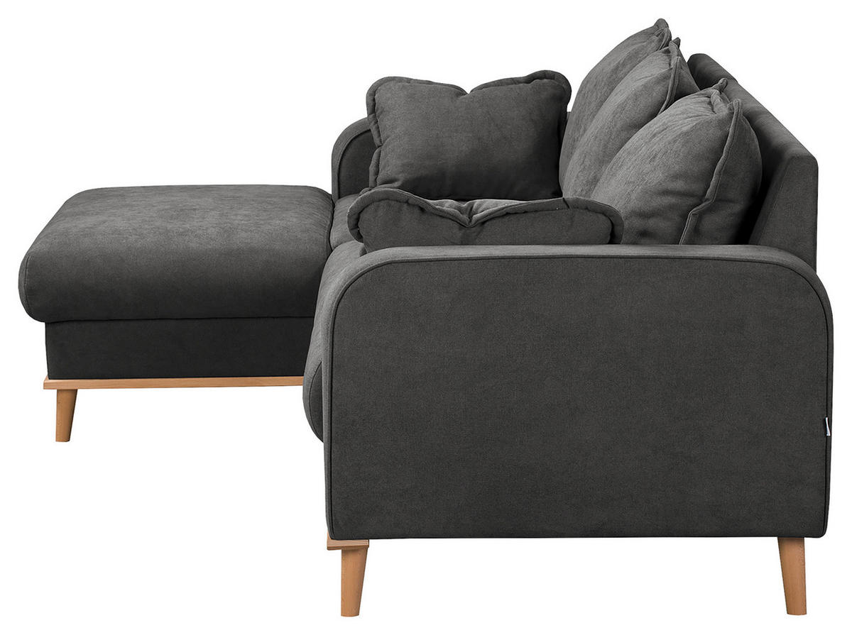 ECKSOFA in Mikrofaser Beige  - Wengefarben/Beige, Design, Holz/Textil (150/230cm) - Livetastic
