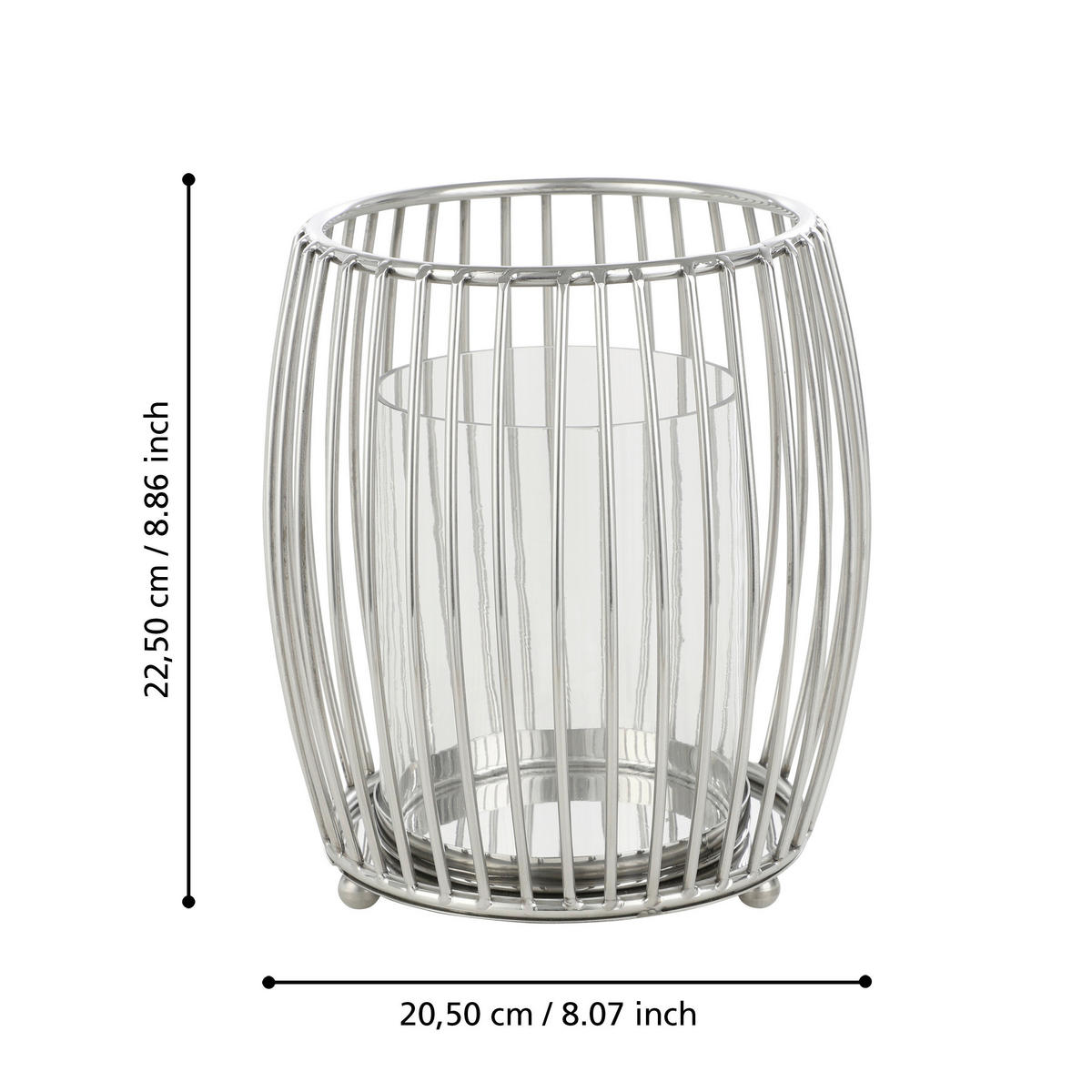 WINDLICHT - Chromfarben, LIFESTYLE, Glas/Metall (20,5/22,5cm)