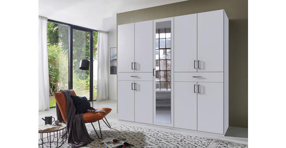 DREHTÜRENSCHRANK in Weiß - Schwarz/Weiß, KONVENTIONELL, Glas/Holzwerkstoff (225/208/58cm) - Carryhome