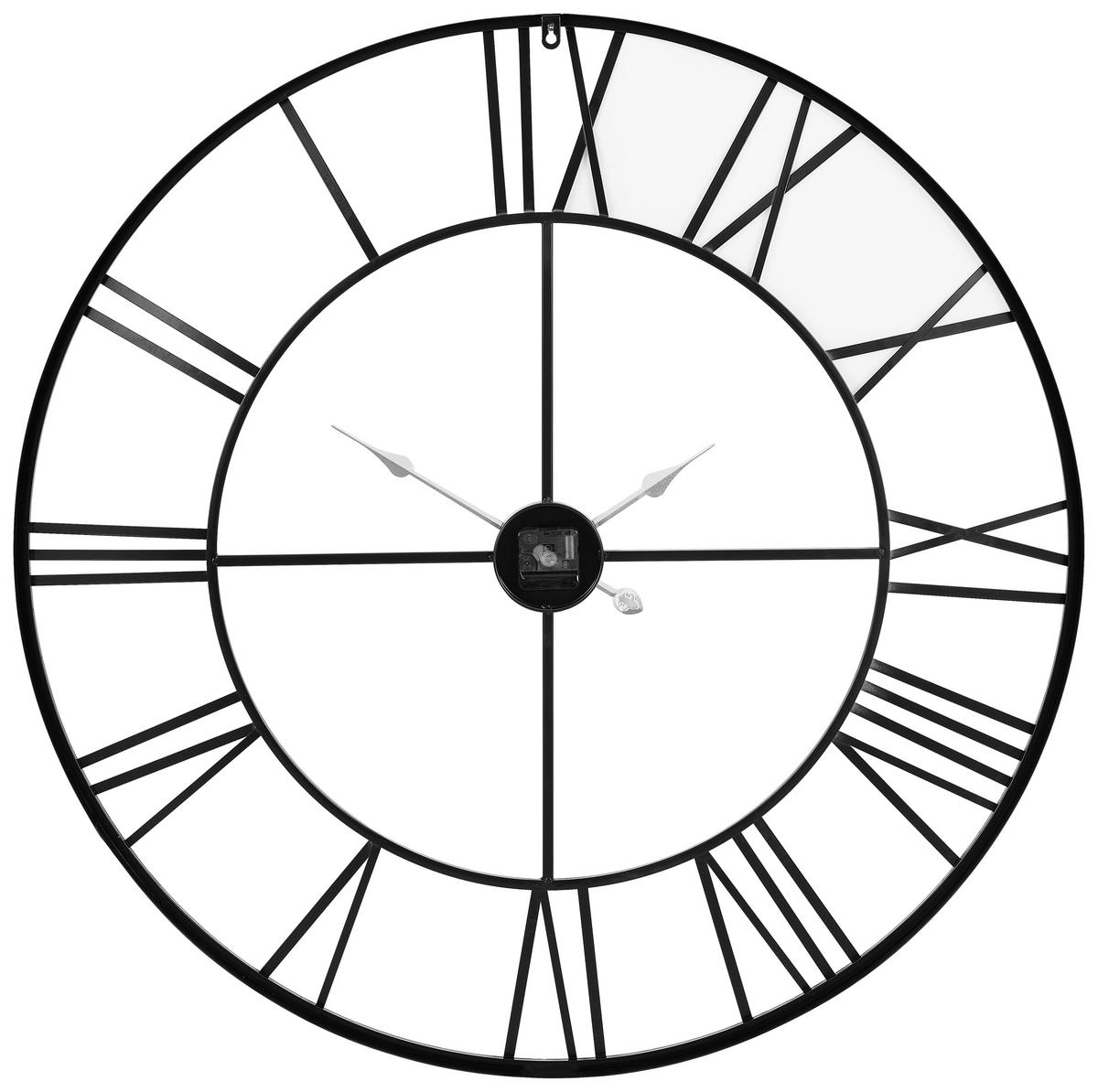 WANDUHR Schwarz 96/96/3 cm  - Schwarz, Design, Metall (96/96/3cm) - MID.YOU