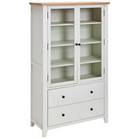 VITRINE  in furniert, massiv Eiche, Kiefer Klar, Naturfarben, Weiß  - Klar/Silberfarben, LIFESTYLE, Glas/Holz (100/165/43cm) - MID.YOU