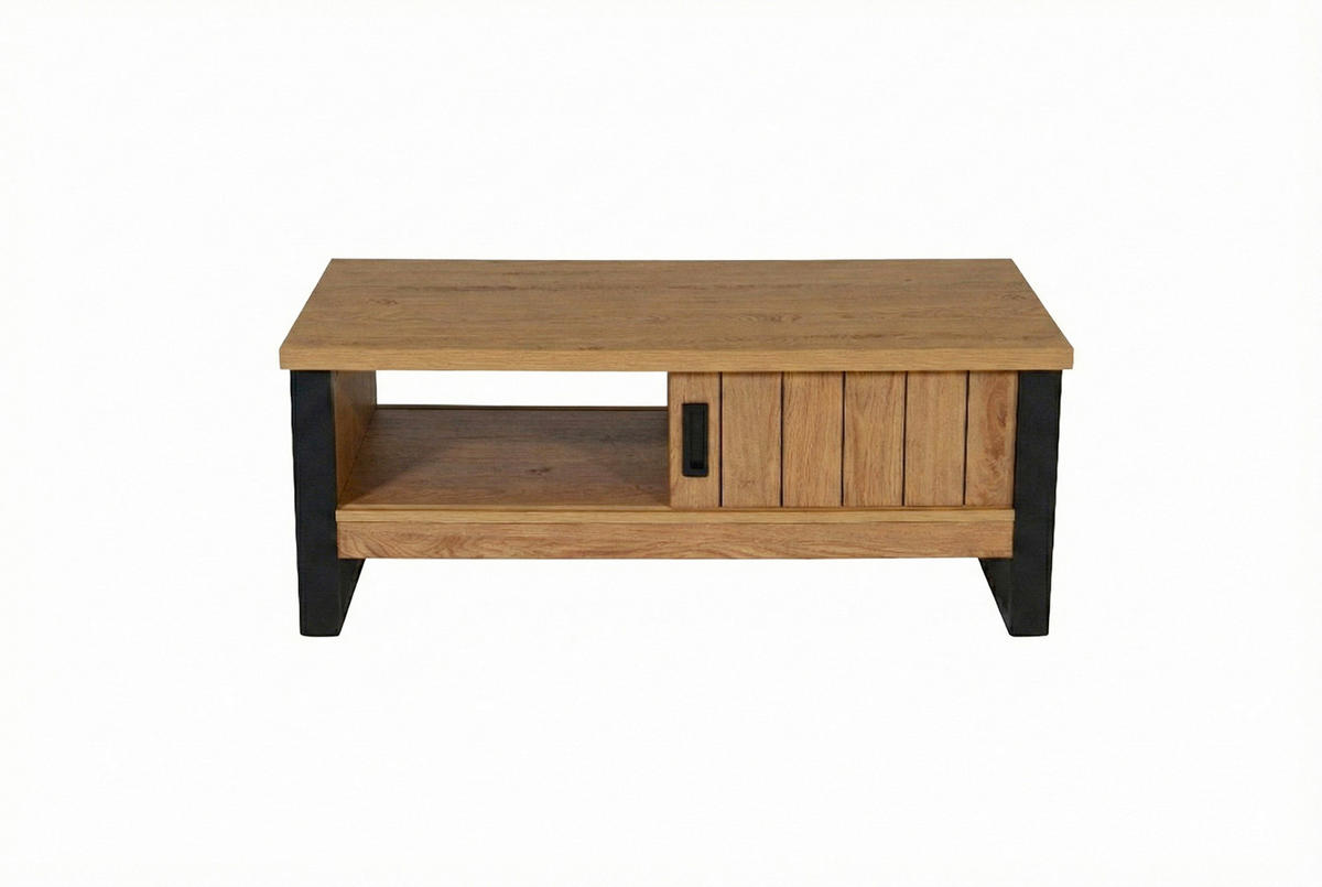 COUCHTISCH Schwarz, Eichefarben  - Eichefarben/Schwarz, KONVENTIONELL, Holzwerkstoff/Metall (108,5/54,8/43cm) - MID.YOU