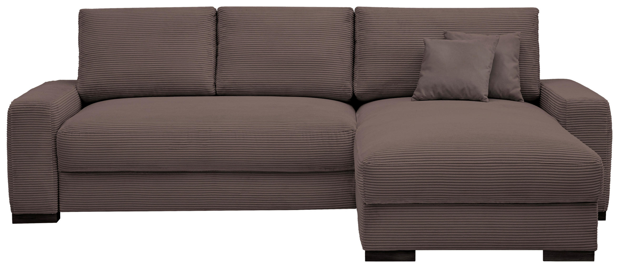 ECKSOFA in Cord Braun  - Schwarz/Braun, Design, Holz/Textil (264/184cm) - Stylife