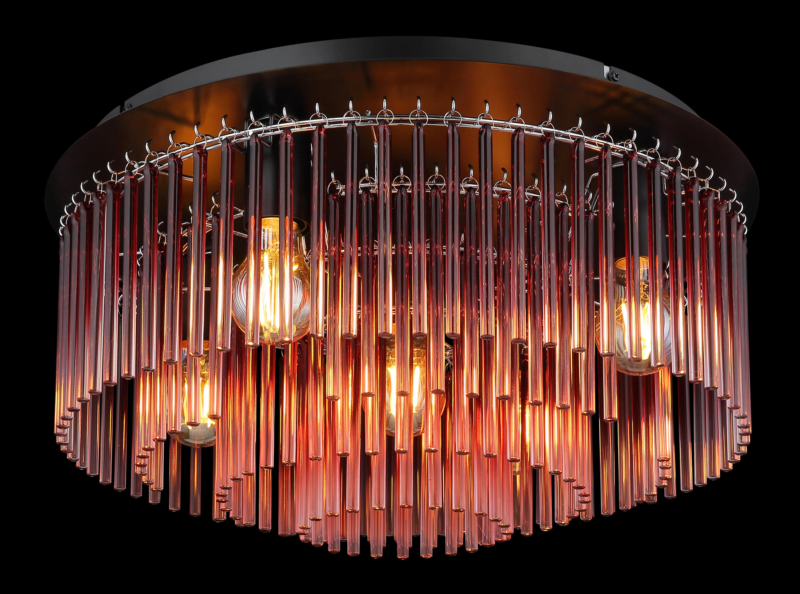 Thumbnail - Globo Deckenleuchte Gorley, Klar, Rot, Schwarz, Chrom, Brombeere, Metall, Glas, 25 cm, CE, Lampen & Leuchten, Innenbeleu...