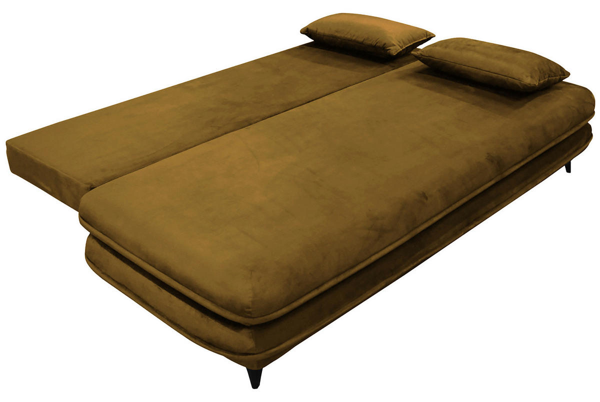 SCHLAFSOFA  mit Velours Goldfarben  - Goldfarben/Schwarz, Design, Kunststoff/Textil (217/73/86/106cm) - MID.YOU