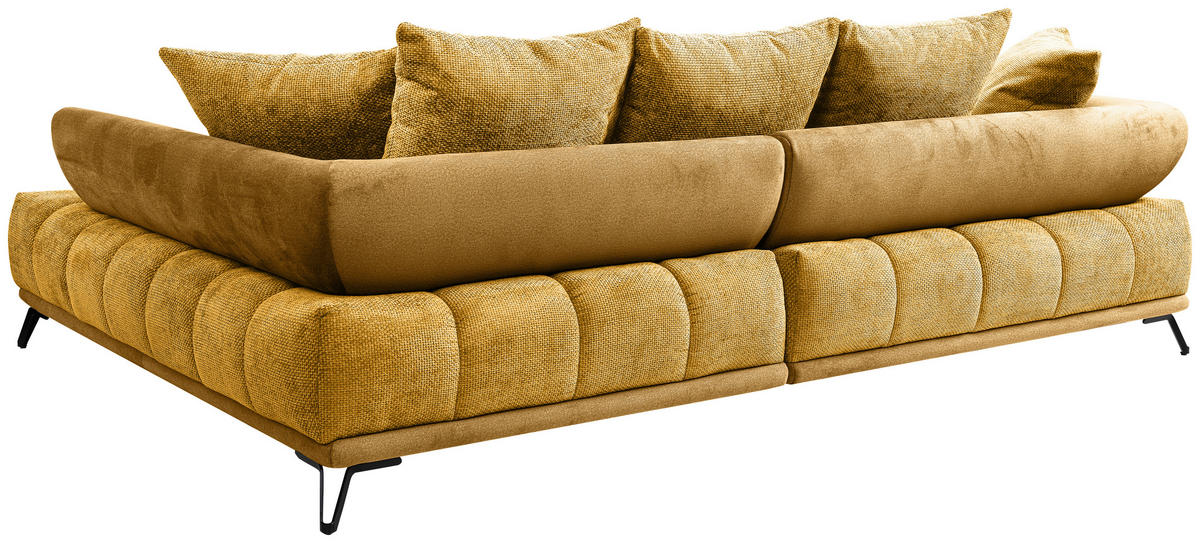 ECKSOFA Currygelb Chenille Zierkissen, Rückenkissen, Rücken echt  - Currygelb/Schwarz, MODERN, Textil/Metall (262/184cm) - MID.YOU