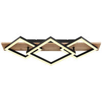 LED-DECKENLEUCHTE 24 W    61/31/8,5 cm  - Dunkelbraun/Opal, Natur, Holzwerkstoff/Kunststoff (61/31/8,5cm) - Globo