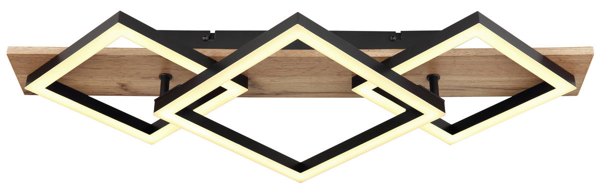 LED-DECKENLEUCHTE 24 W    61/31/8,5 cm  - Dunkelbraun/Opal, Natur, Holzwerkstoff/Kunststoff (61/31/8,5cm) - Globo