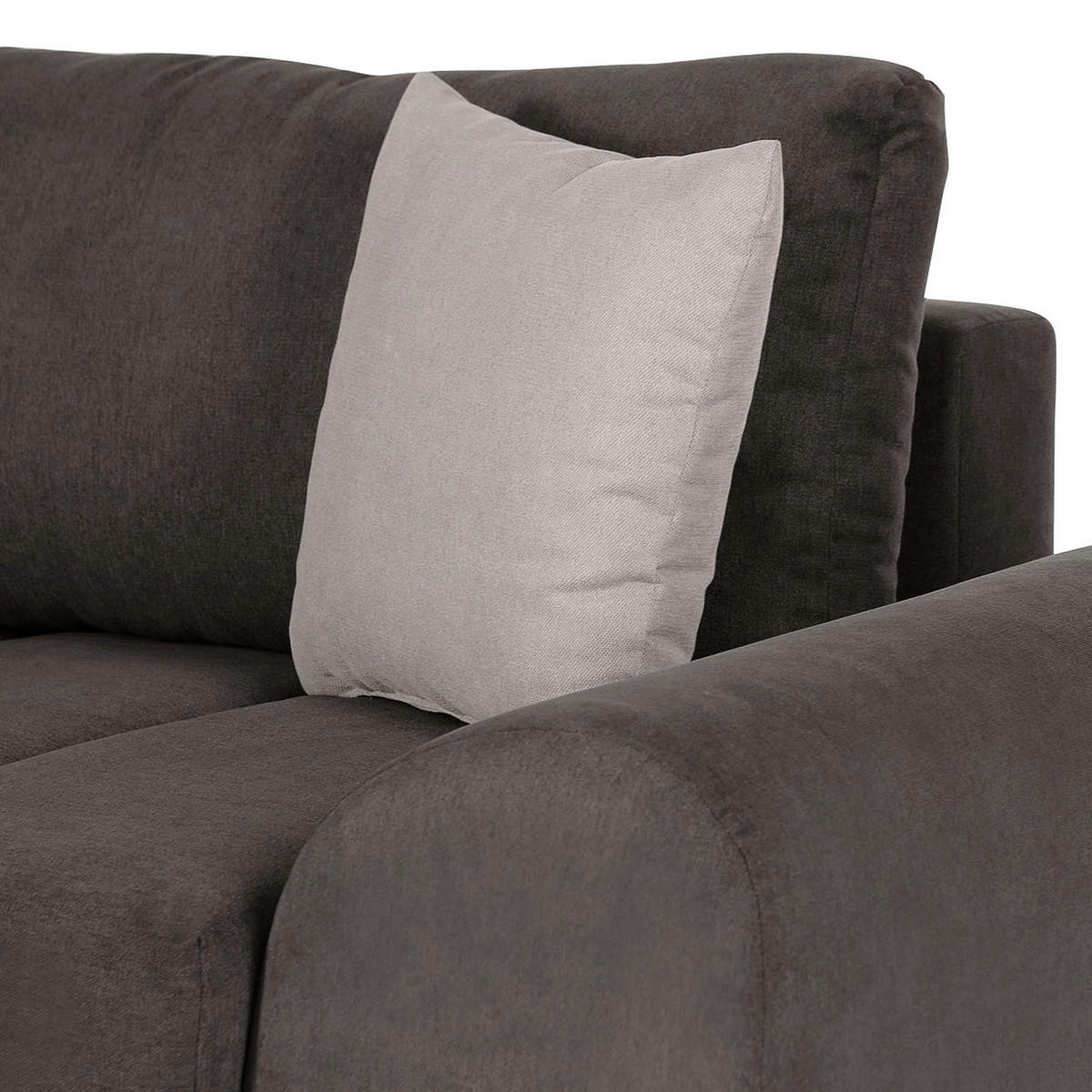 ECKSOFA in Flachgewebe Schlammfarben  - Chromfarben/Hellbraun, Konventionell, Textil/Metall (175/270cm) - MID.YOU