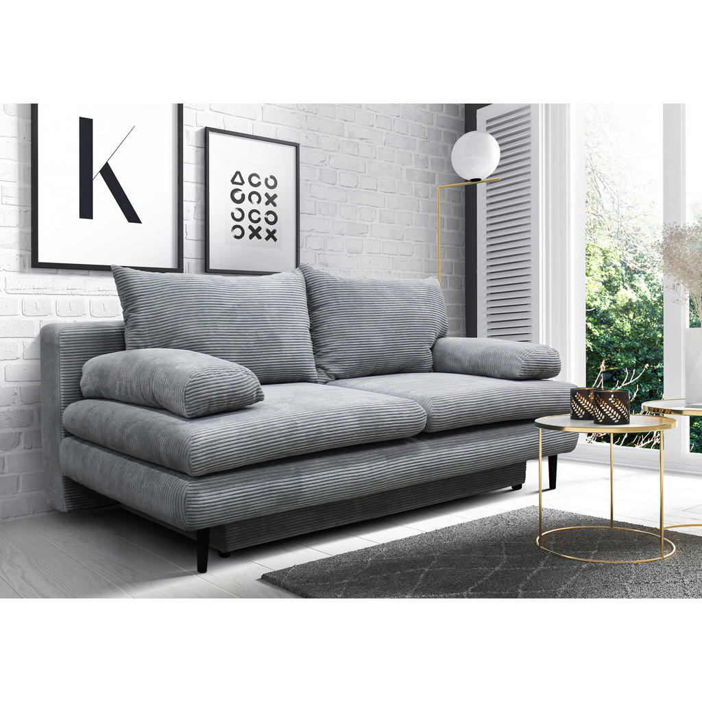 Thumbnail - P & B Schlafsofa, Hellgrau, Textil, 2-Sitzer, Füllung: Schaumstoff, 202x85x99 cm, Wohnzimmer, Sofas & Couches, Schlafsof...