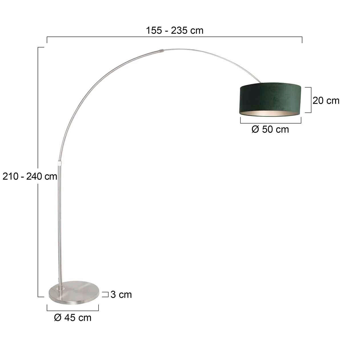STEHLEUCHTE - Edelstahlfarben/Grün, Trend, Leder/Metall (50/240/230cm)