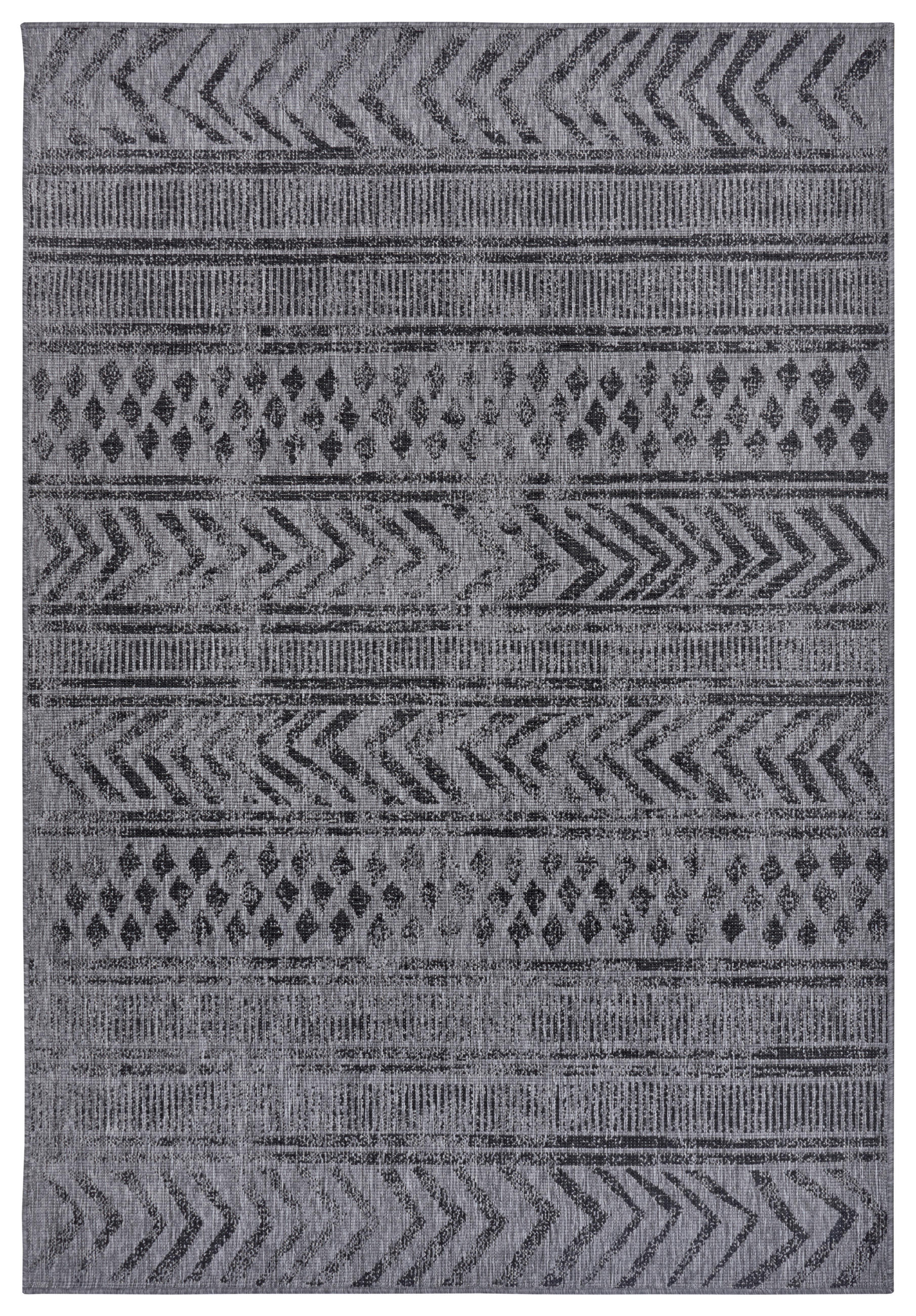 OUTDOORTEPPICH 80/150 cm Twin Supreme Grau, Schwarz  - Schwarz/Grau, Design, Kunststoff (80/150cm)