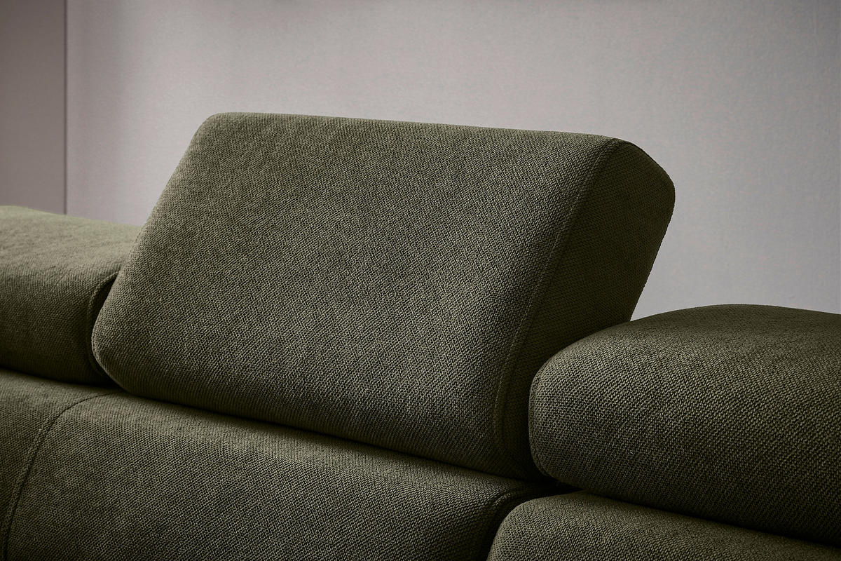 WOHNLANDSCHAFT inkl. Funktion Dunkelgrün Flachgewebe  - Dunkelgrün/Schwarz, MODERN, Textil/Metall (206/333/180cm) - Stylife