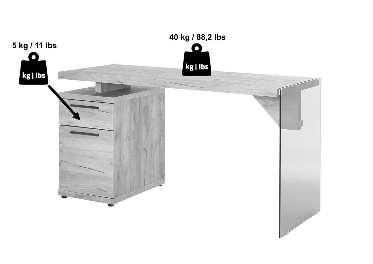 SCHREIBTISCH 141,8/74/55 cm Walnussfarben  - Walnussfarben/Schwarz, Design, Glas/Holzwerkstoff (141,8/74/55cm) - MID.YOU