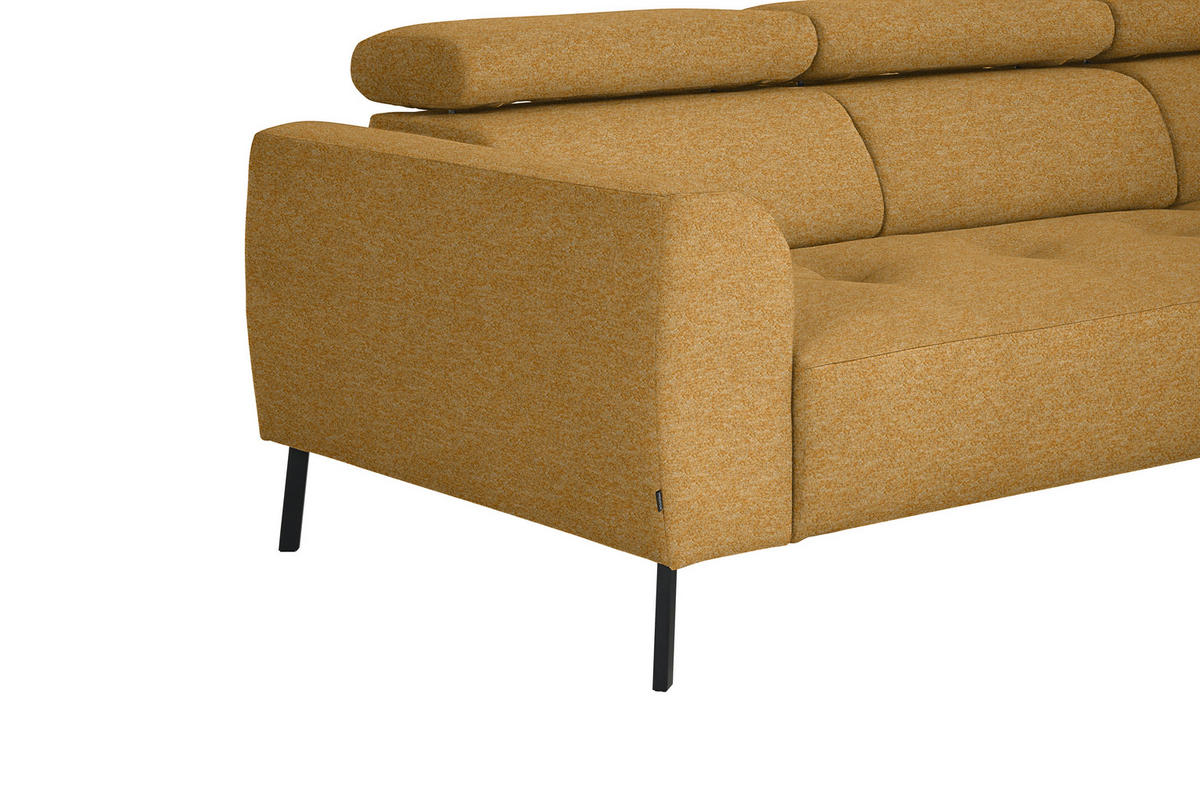 ECKSOFA in Chenille Currygelb  - Currygelb/Schwarz, Design, Textil/Metall (280/205cm) - MID.YOU
