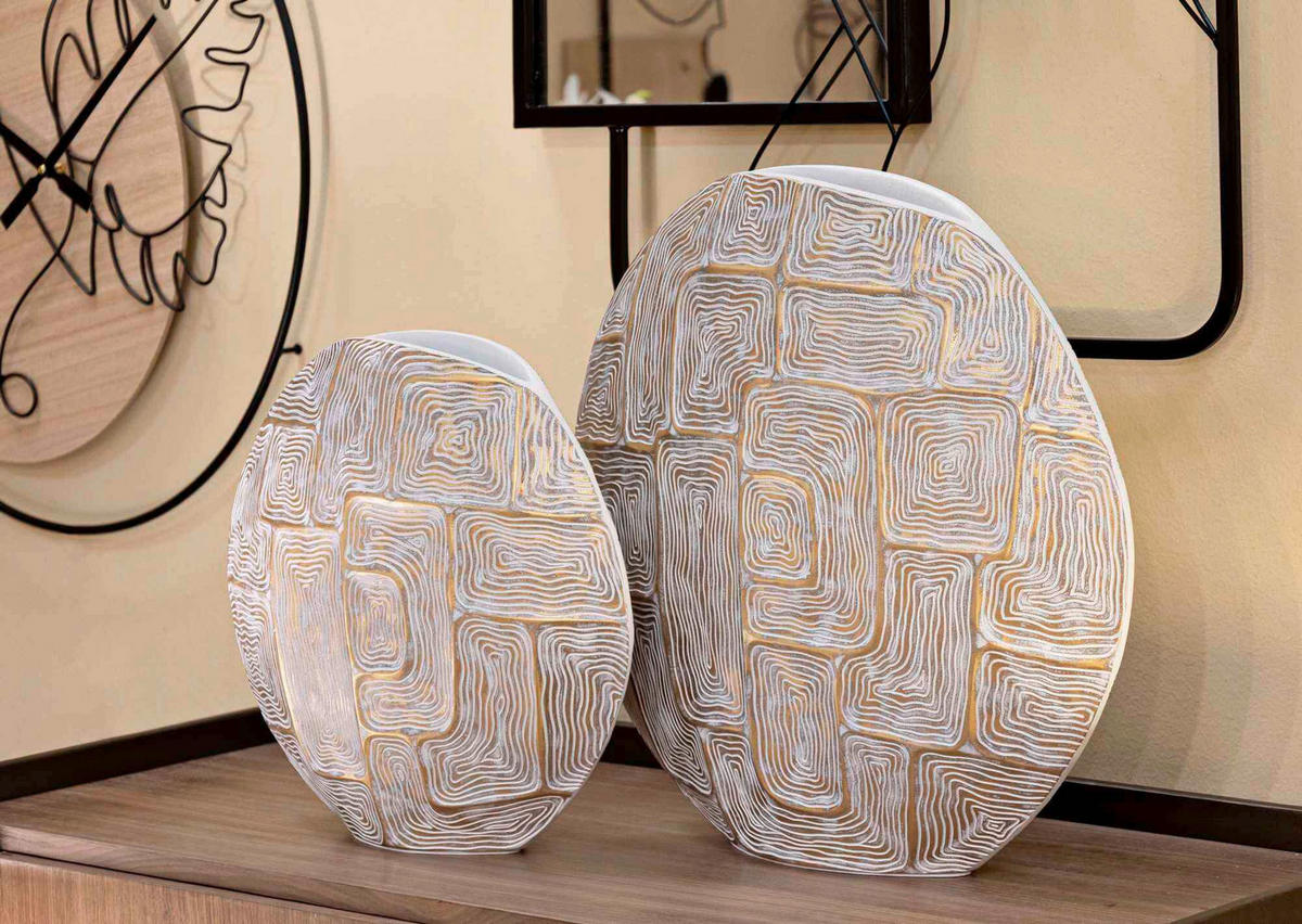 Vase Eclips  - Goldfarben/Weiß, Basics, Kunststoff (36/34.5/11cm)