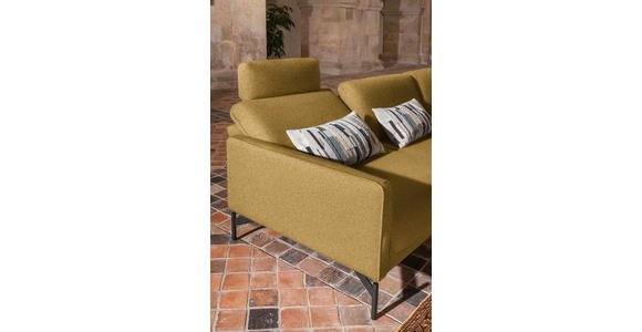 ECKSOFA in Flachgewebe, Struktur Gelb, Grün  - Anthrazit/Gelb, Design, Textil/Metall (254/230cm) - Ambiente