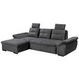 ECKSOFA  in Mikrovelours Grau  - Schwarz/Grau, KONVENTIONELL, Kunststoff/Textil (170/275cm) - Carryhome