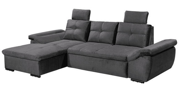ECKSOFA  in Mikrovelours Grau  - Schwarz/Grau, KONVENTIONELL, Kunststoff/Textil (170/275cm) - Carryhome