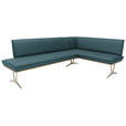 ECKBANK 197/162 cm  in Blau, Grün  - Blau/Edelstahlfarben, Design, Leder/Holz (197/162cm) - Ambiente