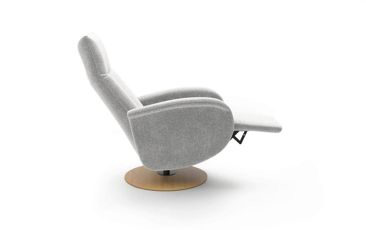 RELAXSESSEL GLENDALE E Flachgewebe Kopfteilverstellung, Rücken echt    - Eichefarben/Hellgrau, KONVENTIONELL, Holzwerkstoff/Textil (75/112/82cm) - Sit & More