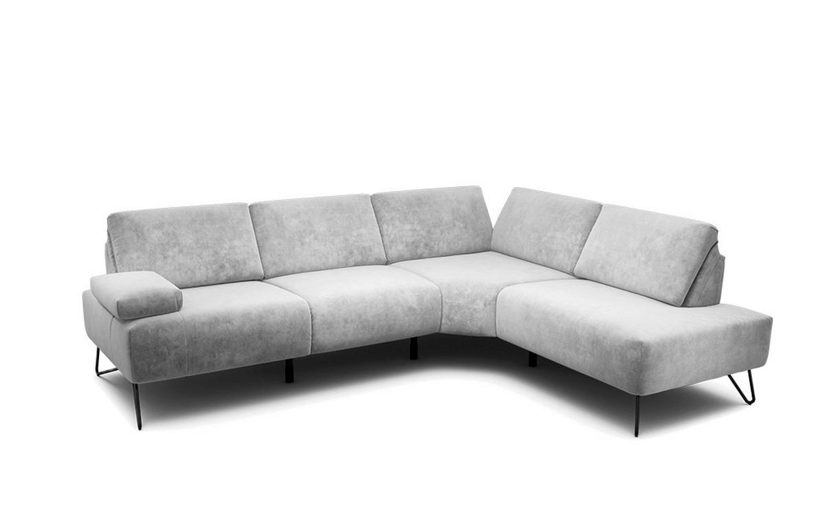ECKSOFA Cosy Hellgrau Samt  - Hellgrau/Schwarz, Design, Textil/Metall (248-263/193cm) - SENSOO