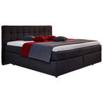 BOXSPRINGBETT 180/200 cm,  in Dunkelgrau, Matratze, Beleuchtung, H3 = fest  - Dunkelgrau/Schwarz, Design, Holz/Textil (180/200cm) - Carryhome