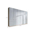 FALTTÜRENSCHRANK Glasfront  in Weiß, Eichefarben  - Chromfarben/Eichefarben, KONVENTIONELL, Glas/Holzwerkstoff (300/236/58cm) - Venda