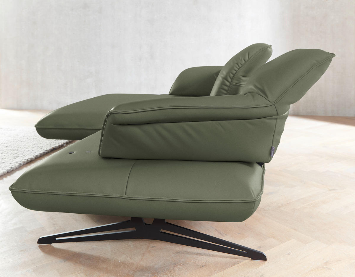 ECKSOFA in Echtleder Grün  169/252 cm  - Beige/Schwarz, Design, Leder/Metall (169/252cm) - Koinor