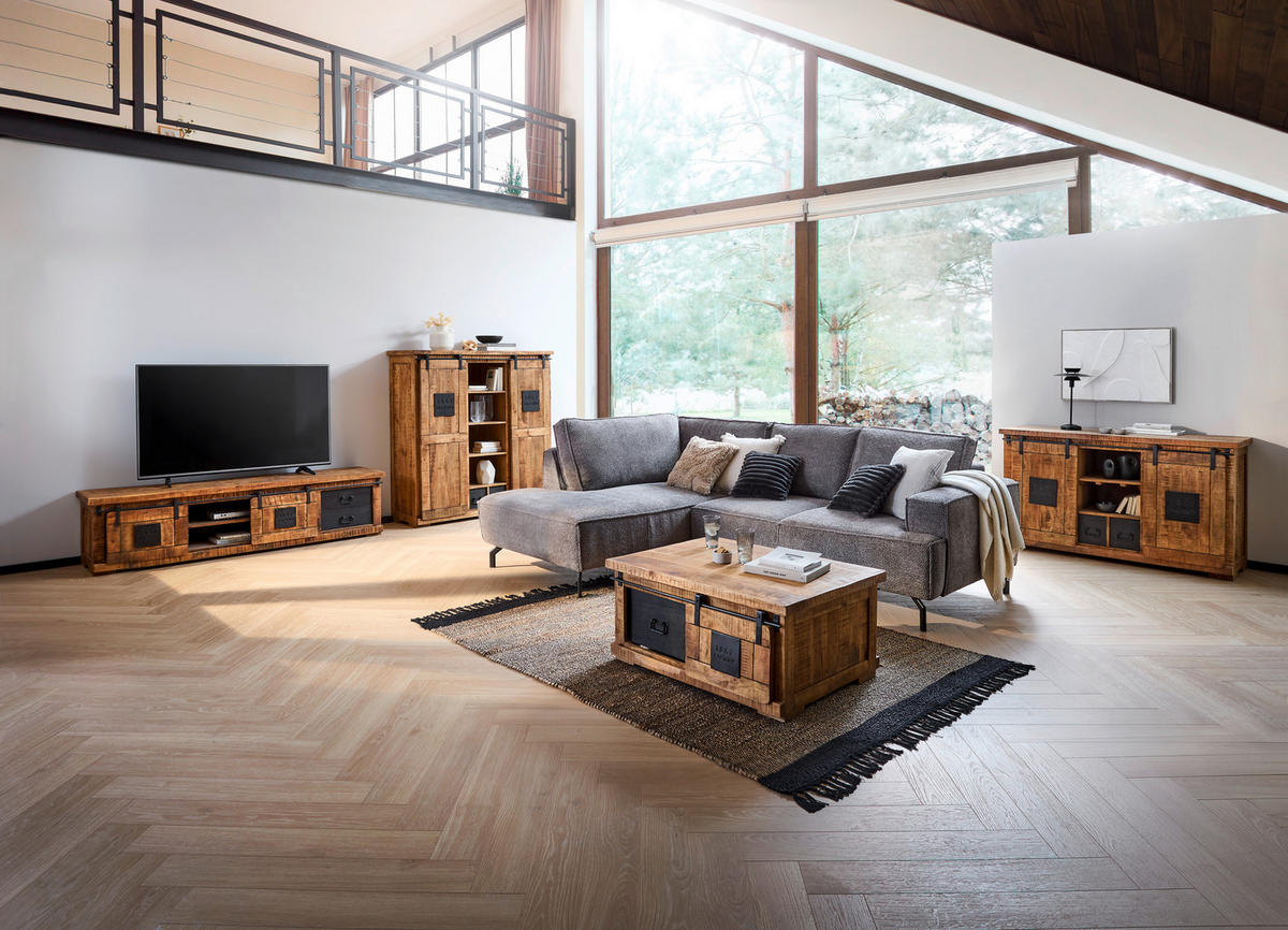 ECKSOFA in Teddystoff Grau  - Anthrazit/Schwarz, Konventionell, Textil/Metall (190/270cm) - Carryhome