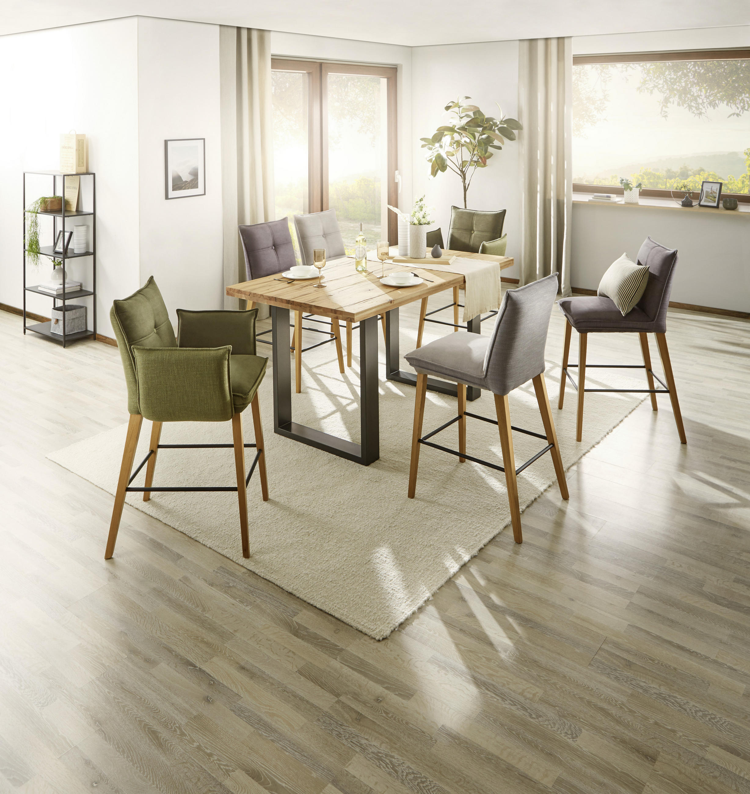 BARTISCH Wildeiche massiv rechteckig Anthrazit, Eichefarben - Eichefarben/Anthrazit, Design, Holz/Metall (160/100/95cm) - Novel