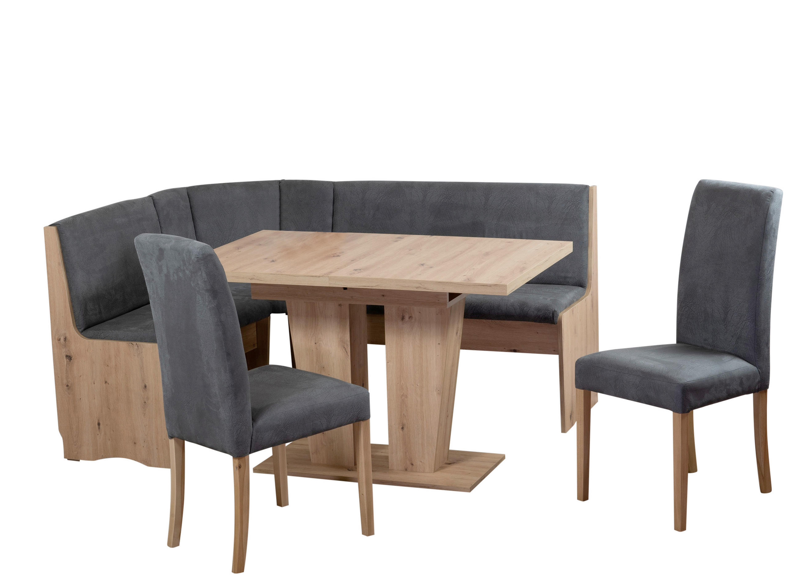 ECKBANKGRUPPE in Textil, Holzwerkstoff Grau, Eiche Artisan  - Eiche Artisan/Grau, KONVENTIONELL, Holz/Holzwerkstoff (125/89/165cm) - MID.YOU