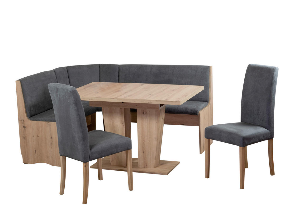 ECKBANKGRUPPE Mikrofaser Grau, Eiche Artisan  - Eiche Artisan/Grau, KONVENTIONELL, Holz/Textil (125/89/165cm) - MID.YOU