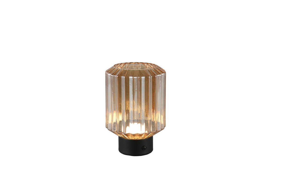 AKKU-TISCHLEUCHTE - Schwarz/Braun, Konventionell, Glas/Metall (13/19,5cm)