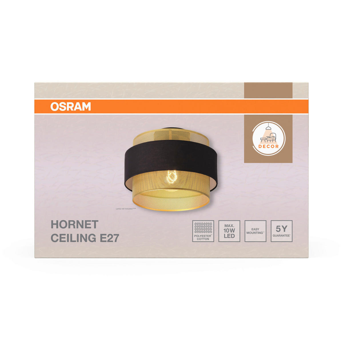 DECKENLEUCHTE 30/23 cm   - Goldfarben/Schwarz, KONVENTIONELL, Textil/Metall (30/23cm) - Osram